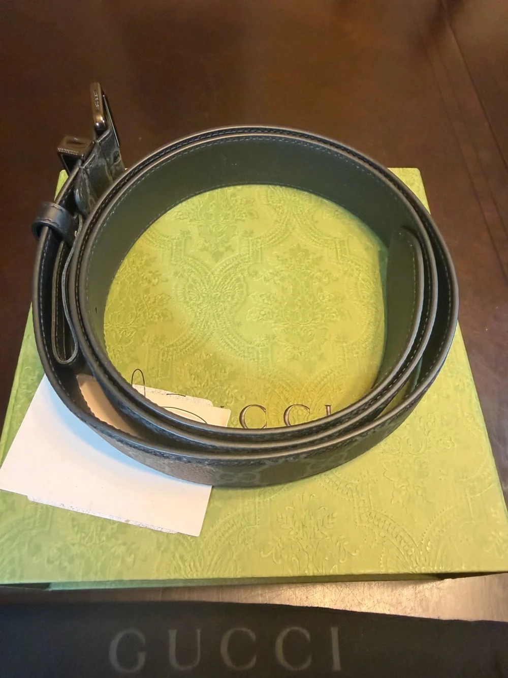 New Authentic Gucci GG Supreme Logo Belt Black Size 44 / 110 cm Waist 40 - 44